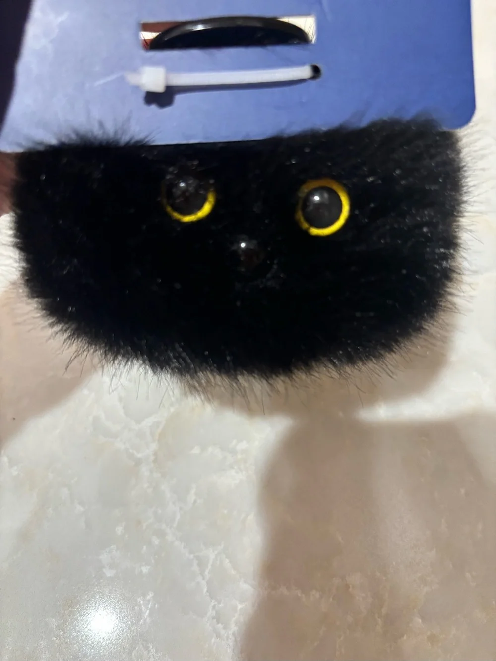 NWT Piper K fluffy black cat face hair claw Clip